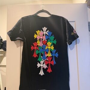 Chrome Hearts Black Tee with Multicolor Crosses